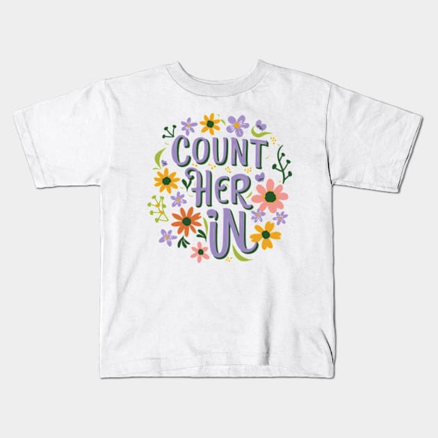 Count Her Inspire Inclusion Women's International Day 2024 Kids T-Shirt by AimArtStudio